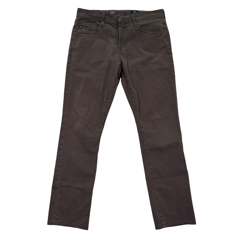 AG Adriano Goldschmied Mens 31x30 Everett Slim Straight Pant Gray Cotton Stretch